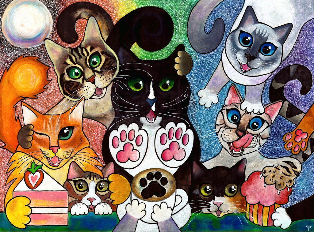 HAPPY HOUR AT THE CAT CAFÉ - Fine Art Canvas