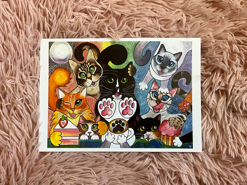 HAPPY HOUR AT THE CAT CAFÉ - Post/Gallery Card