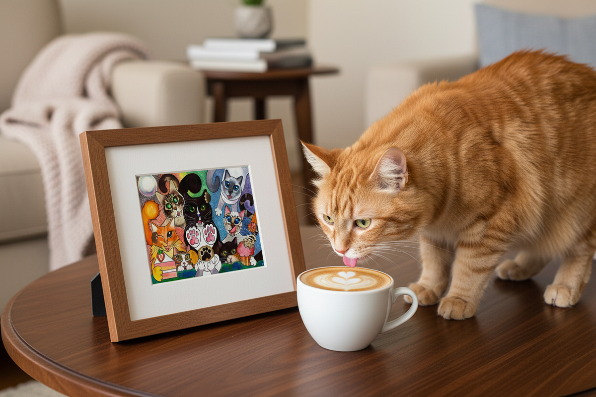 HAPPY HOUR AT THE CAT CAFE - A5 Greeting Card