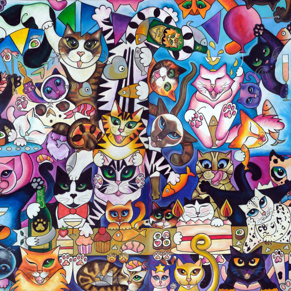 THE FUR BALL - 4 Matching Original Paintings